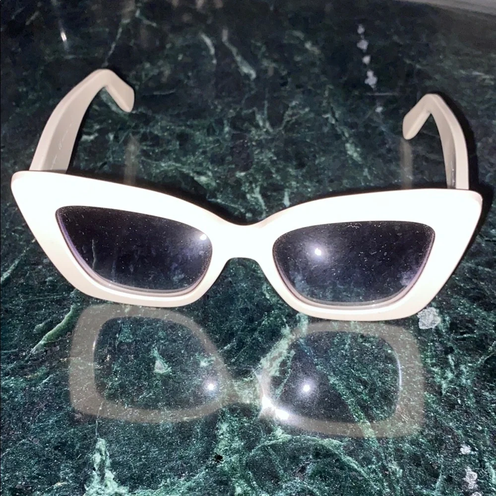 Salvatore Ferragamo White Cat Eye Sunglasses with Dark Lenses